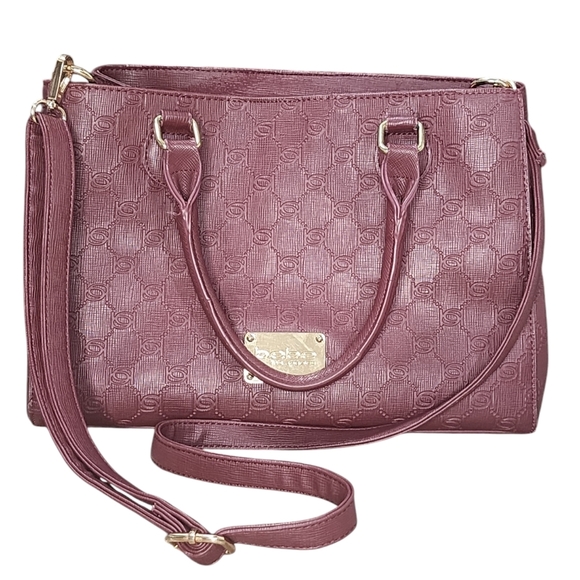 bebe Handbags - BEBE plum/Burgundy monogram convertible bag, handbag/crossbody